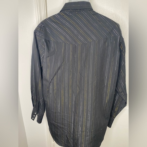 Ely Cattleman Vintage Men's Black Gold & Silver Striped Western Shirt - Picture 5 of 9